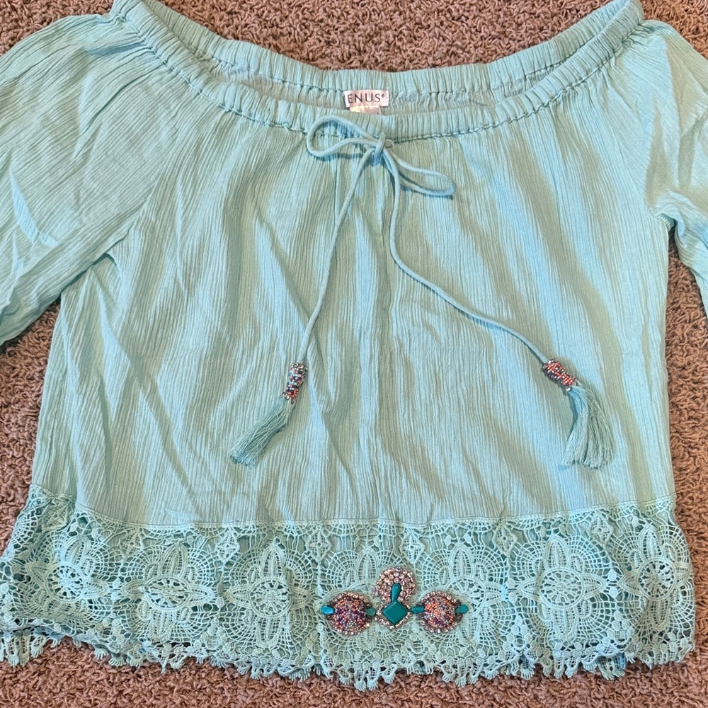 Light Green Off-Shoulder Top